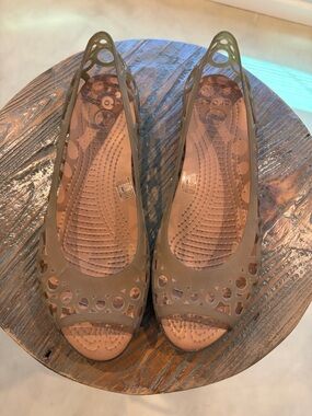 CROCS Perforated Peep-Toe Flats